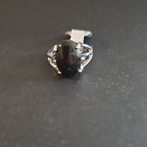Elegant Silver and Black Stone Ring